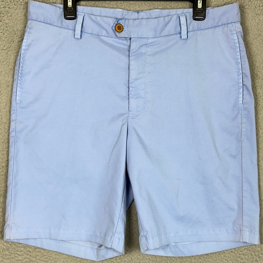 Turtleson Golf Shorts Mens 34 Light Blue Performance Chino Stretch Flat Front